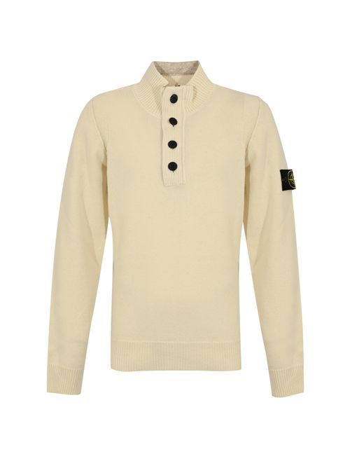 Maglione 5100040 in misto lana con zip e bottoni Naturale STONE ISLAND | 5100040S00A3V0093